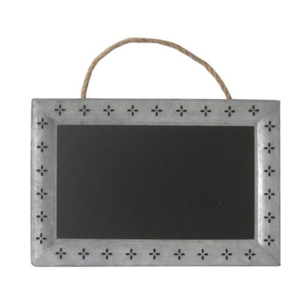 Cheungs Rattan Cheungs Rattan FP-3597 Rectangular Chalk Board with Galvanized Metal Frame featuring Cutout petals and Hanging Rope - Silver; Black FP-3597